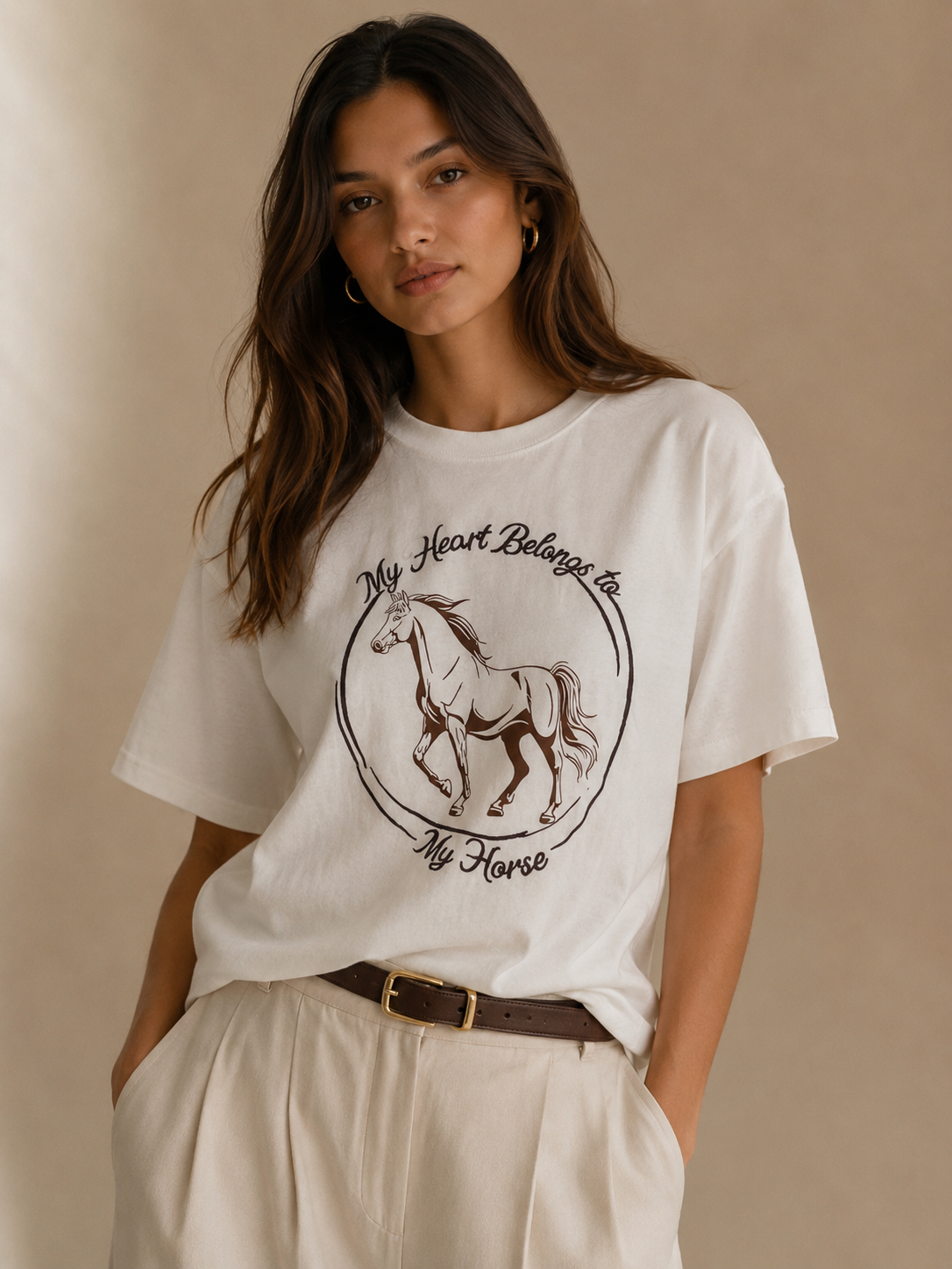 Oversized vintage horse print T-shirt - ELINA