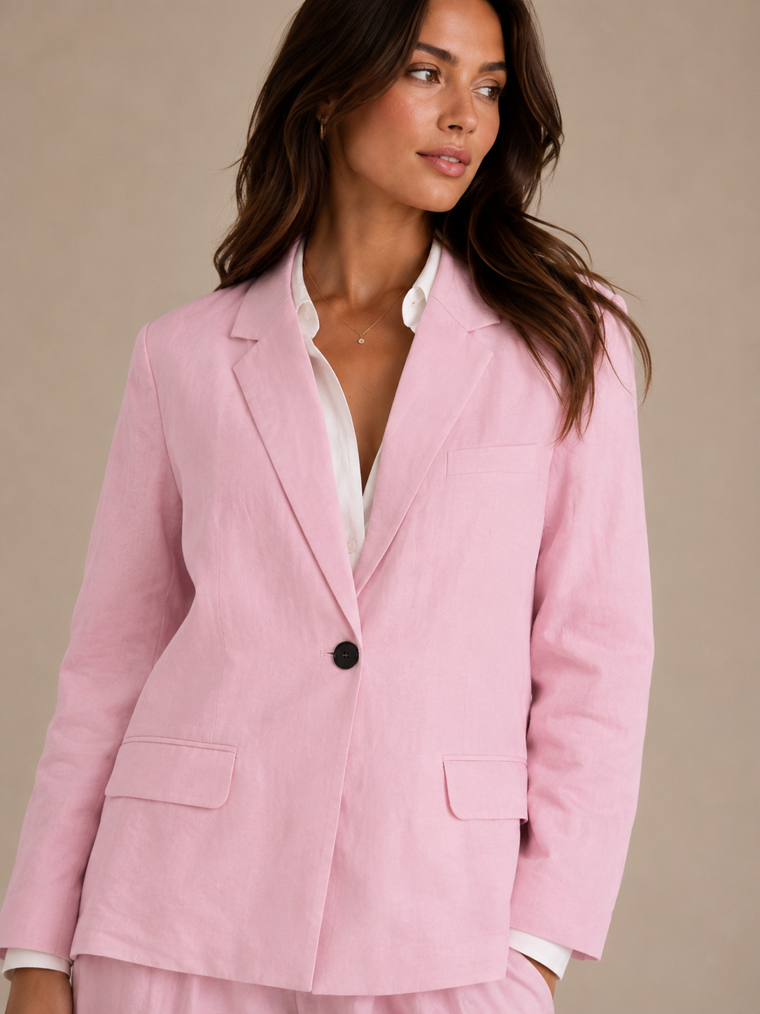 Elegant powder pink blazer - AMAIA