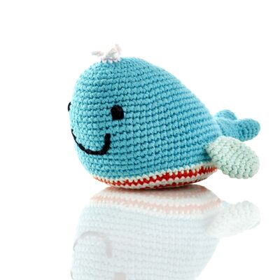 Baby Toy Whale rattle - deep turquoise