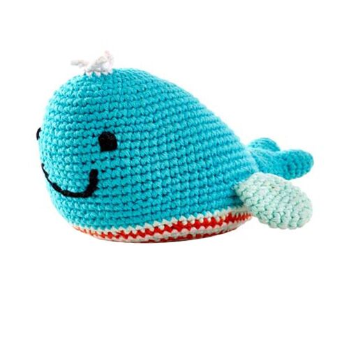 Baby Toy Whale rattle - deep turquoise