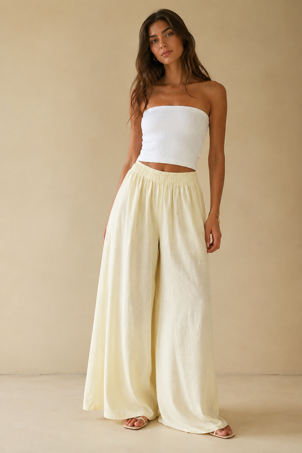 LOUNA Flowy Palazzo Trousers with Elasticated Waist