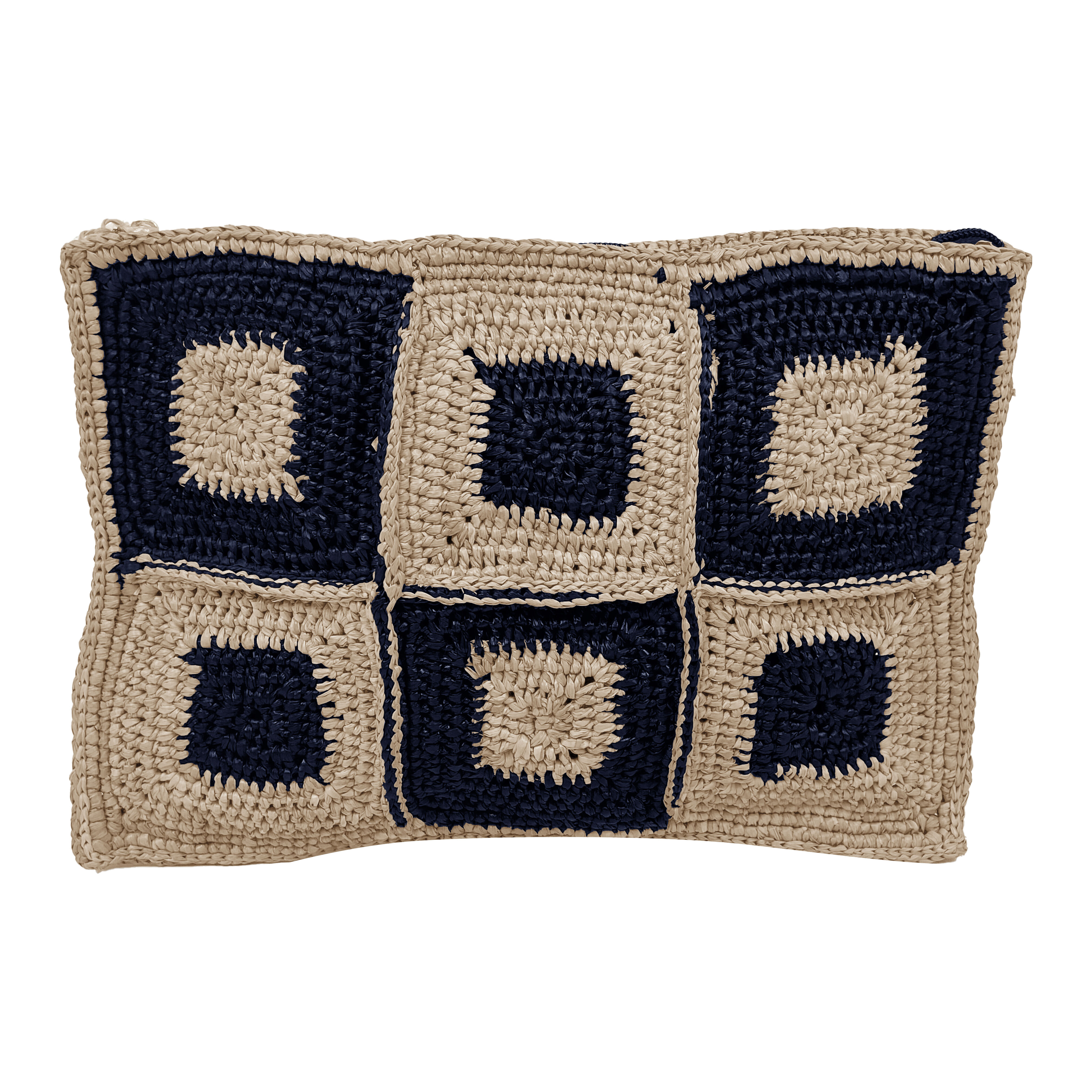 Geometric patterned raffia clutch - Mamiri