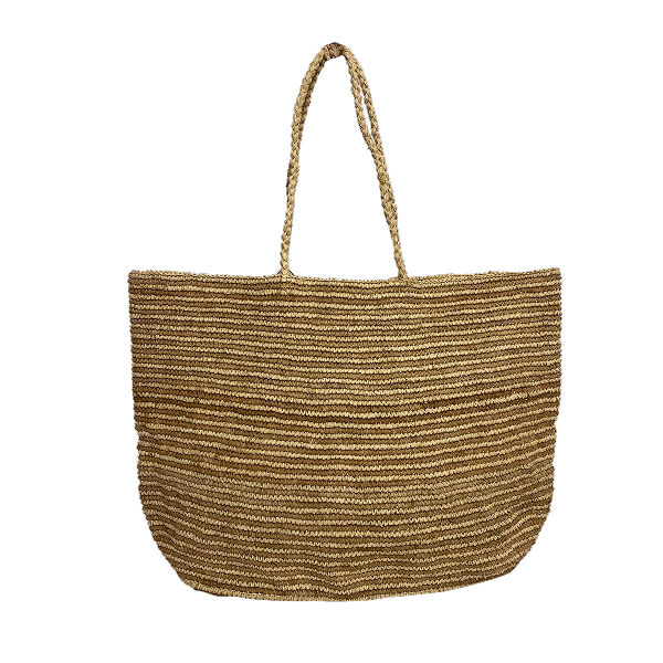 Large striped raffia tote bag - Sibatu