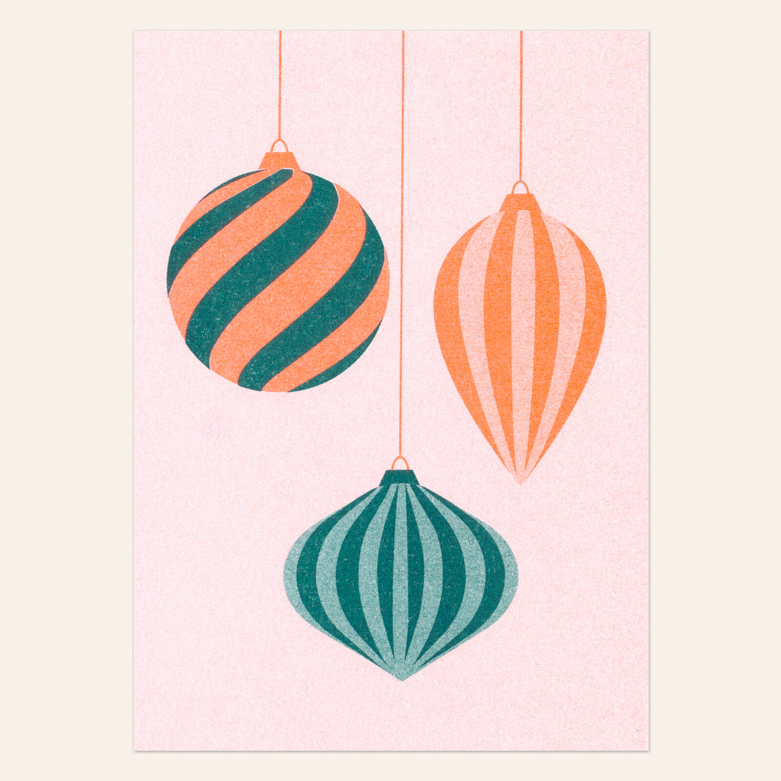 Carte postale risographique – Sphères de verre vertes – Format A6