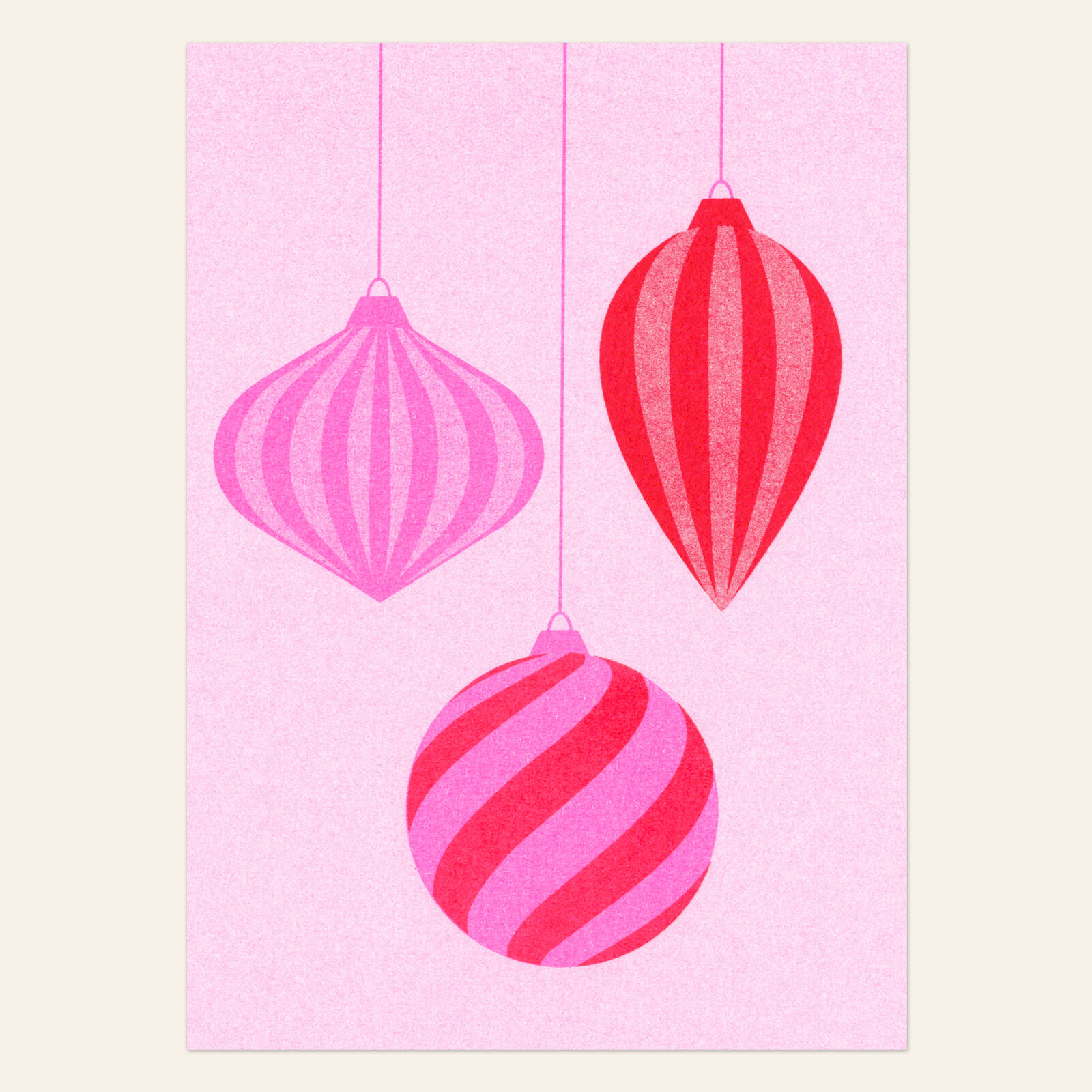 Risograph postcard – Red glass spheres – DIN A6
