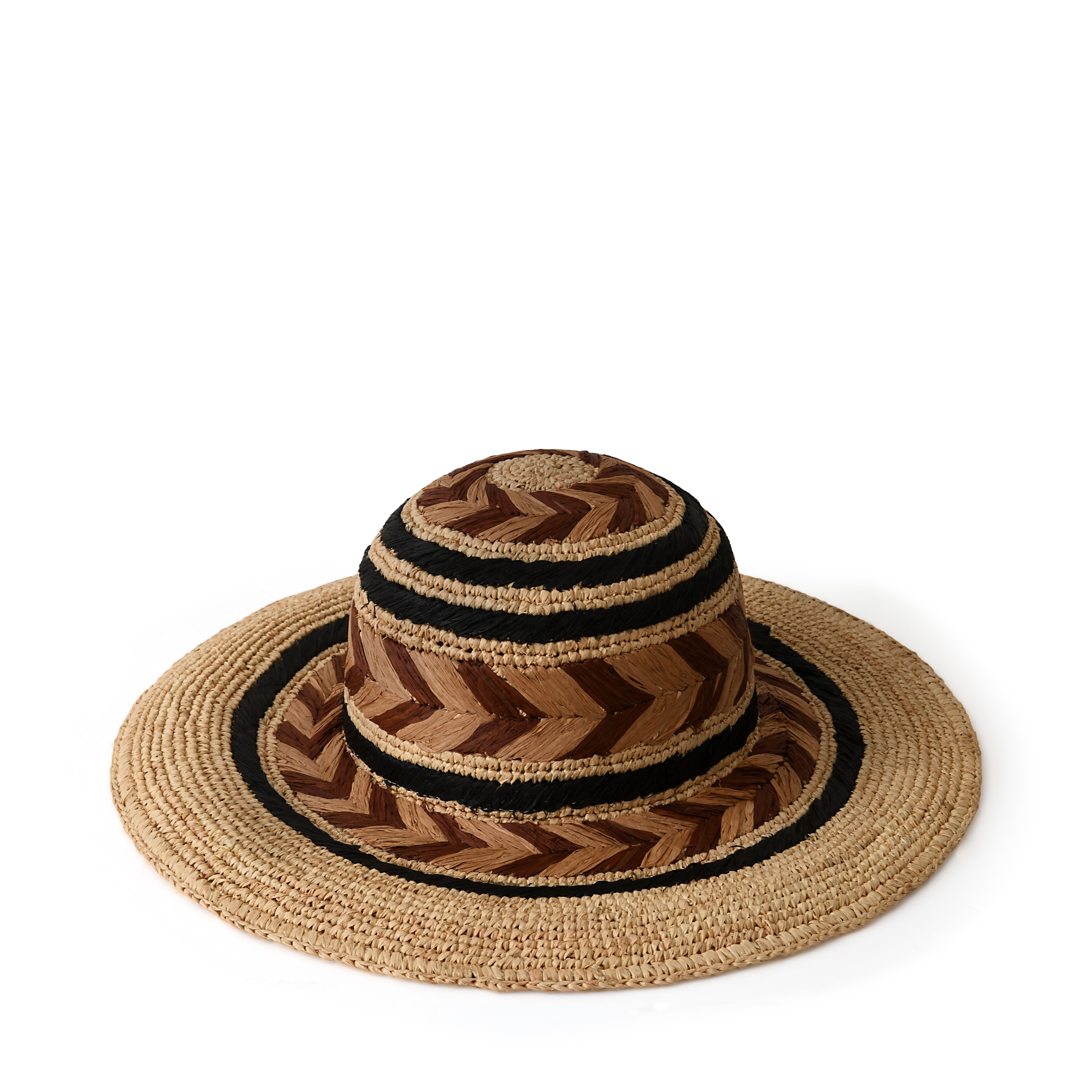Graphic patterned raffia hat - Fabela