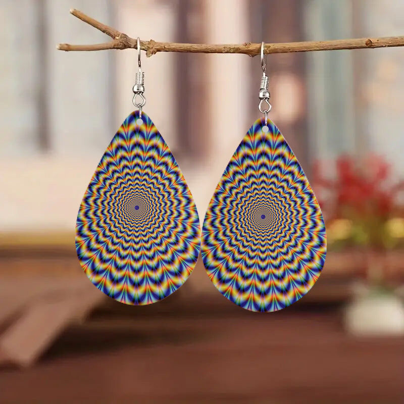 Multicolor Illusion Drop-shaped - African inspired earrings
