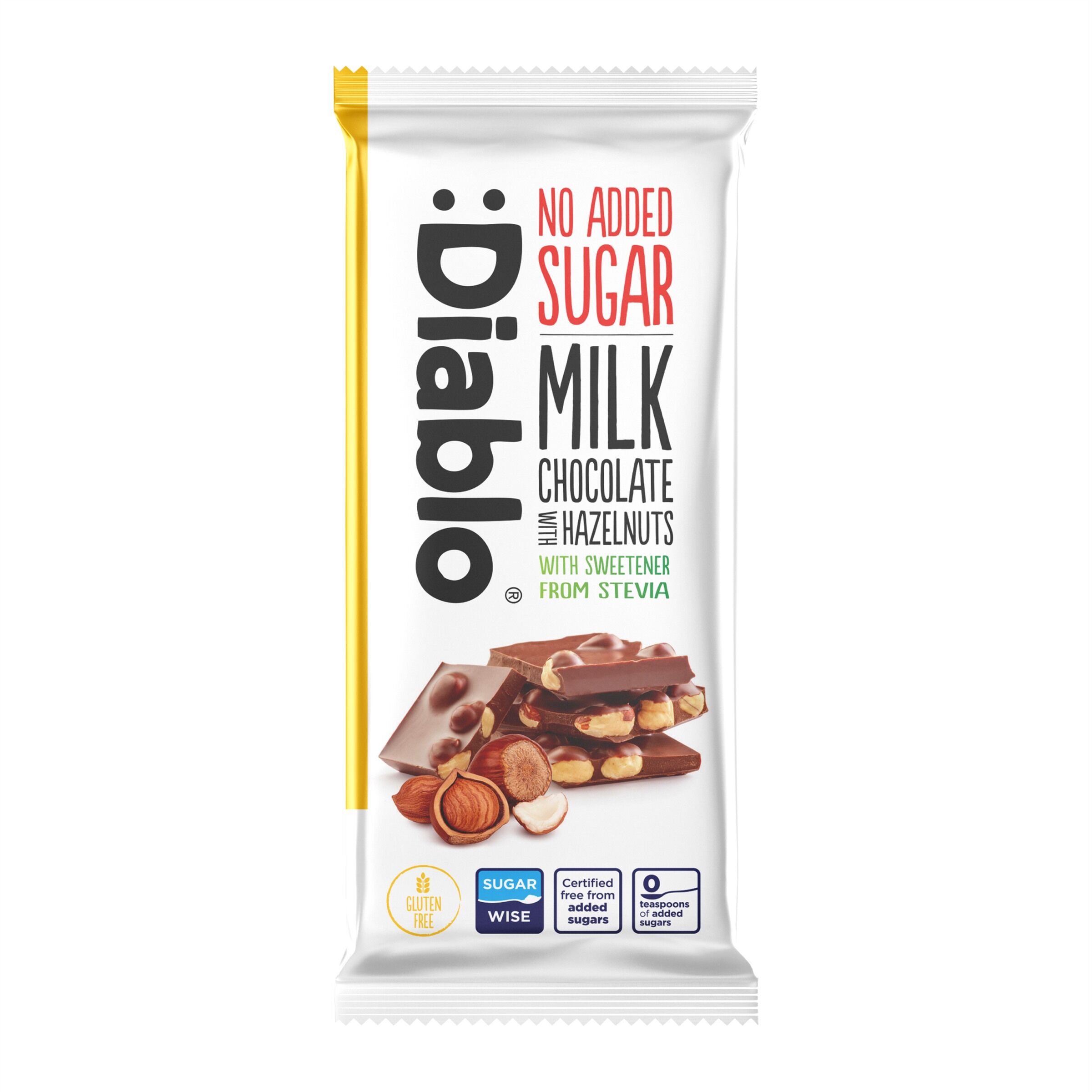 No Added Sugar Milk Chocolate with Hazelnuts 75g