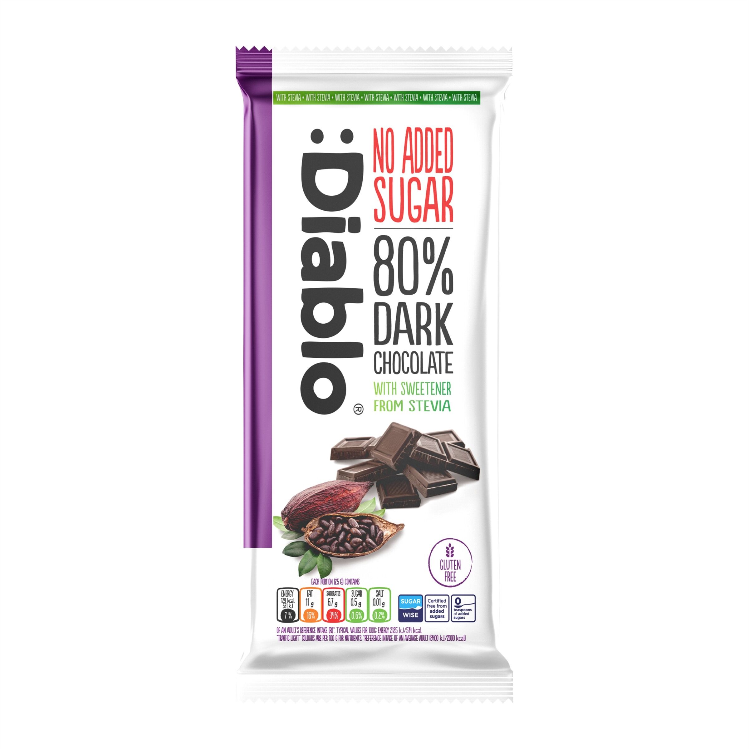 No Added Sugar 80% Dark Chocolate 75g