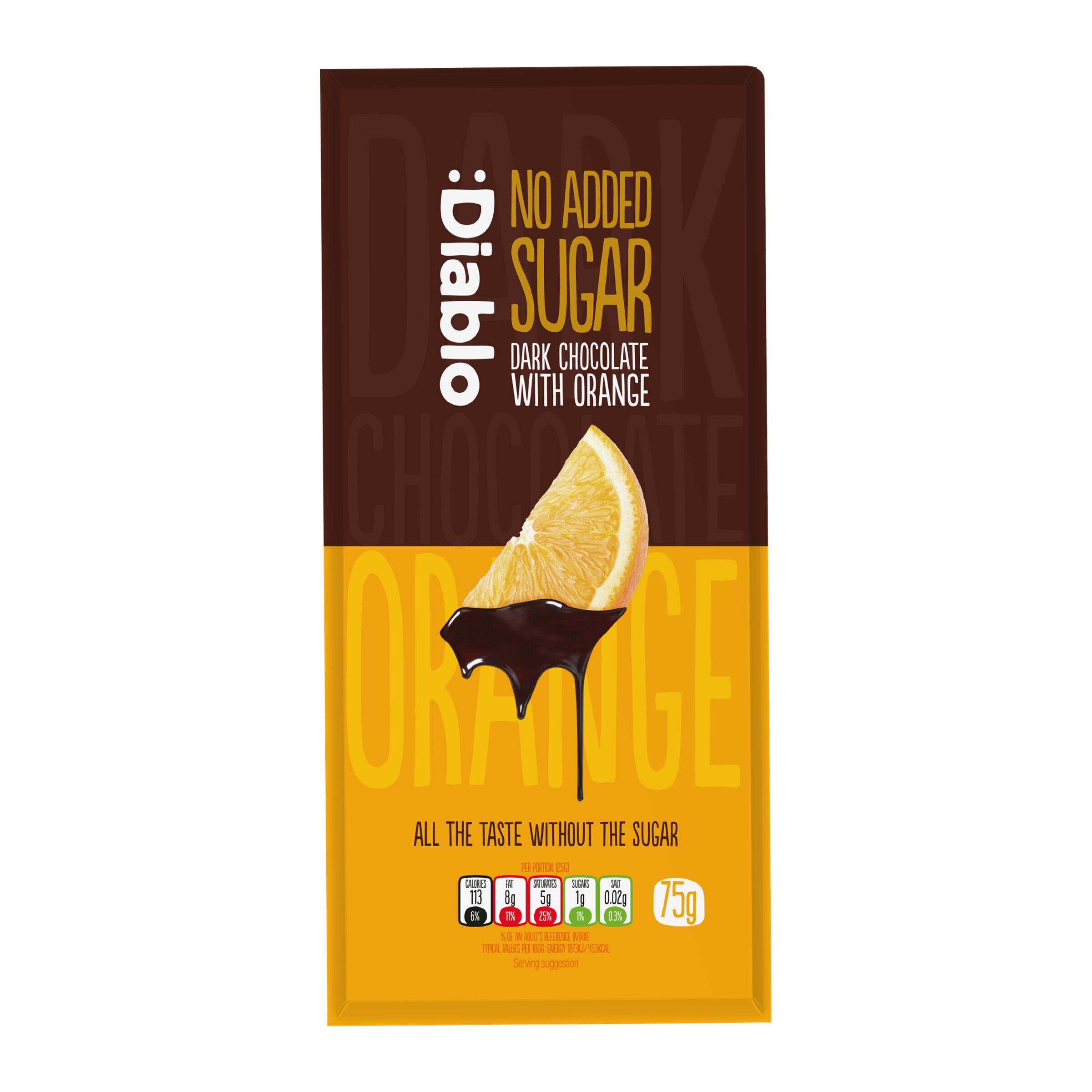 No Added Sugar Dark Chocolate with Orange 75g