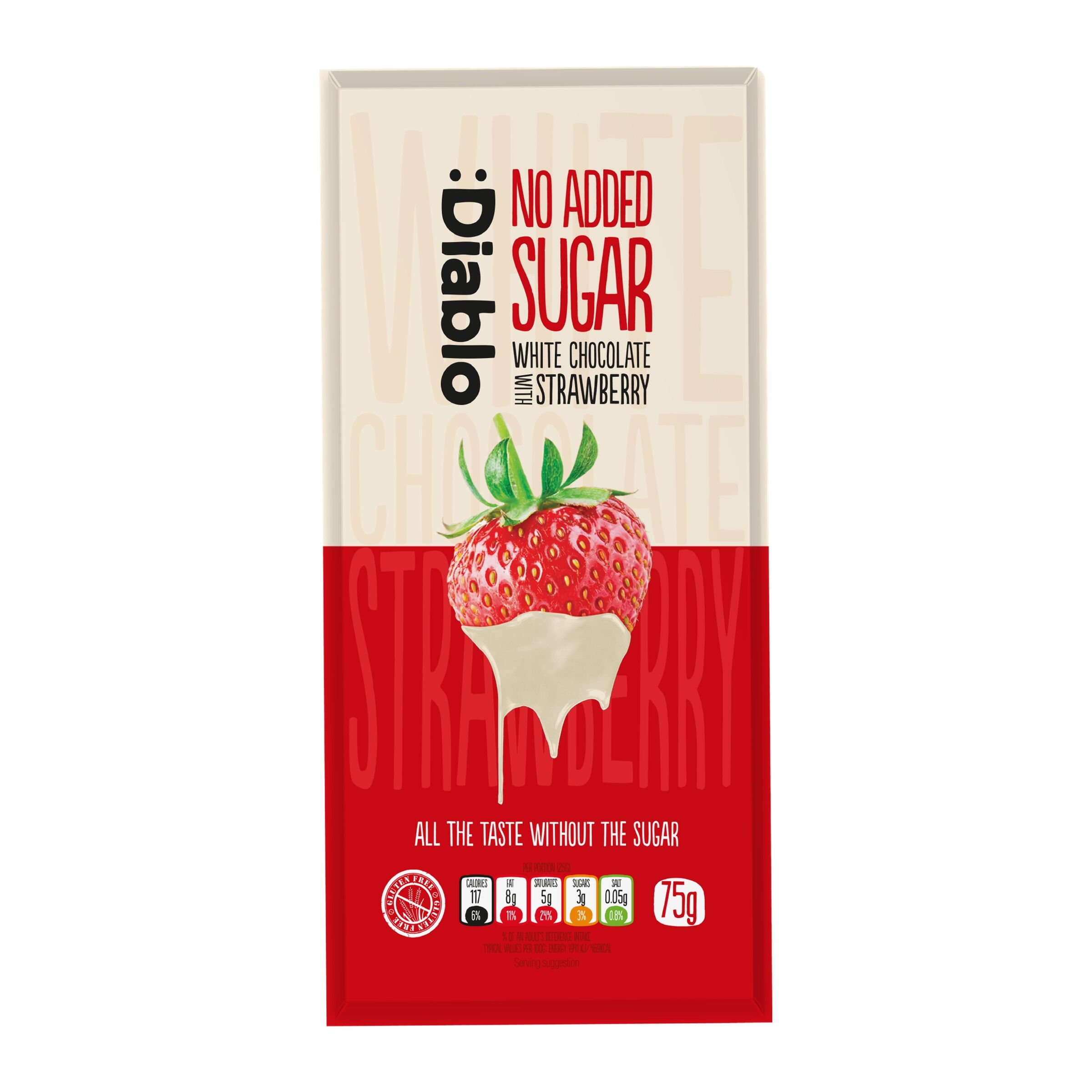 No Added Sugar White Chocolate with Strawberry 75g