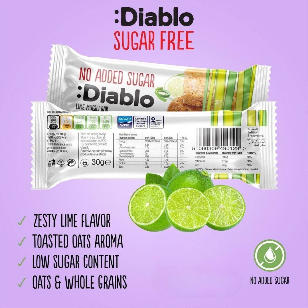 No Added Sugar Lime Muesli Bar 30g