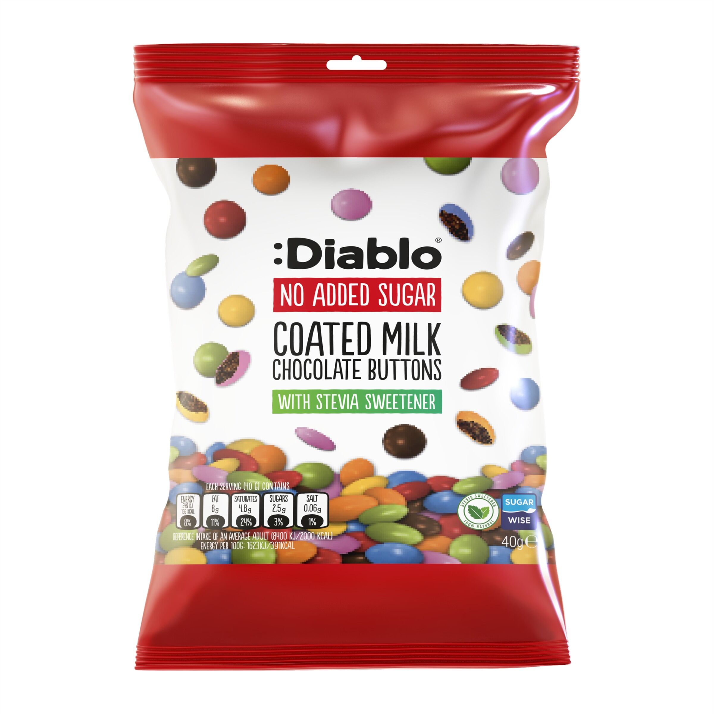 No Added Sugar Milk Chocolate Buttons 40g