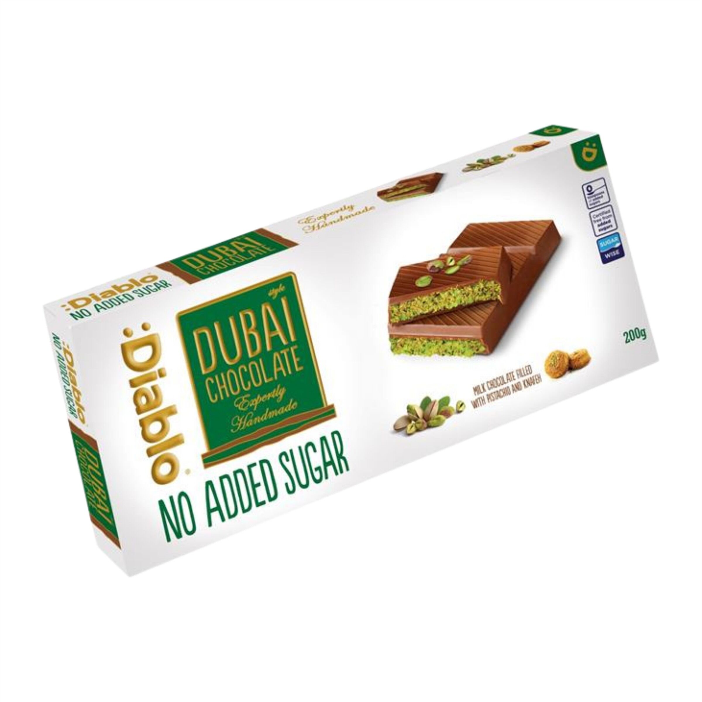 No Added Sugar Dubai Chocolate Pistachio Bar 200g