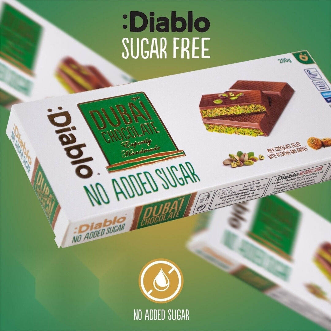 No Added Sugar Dubai Chocolate Pistachio Bar 200g