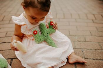 Hochet en forme de cactus pour bébé, jouet amical, fleur rouge 2
