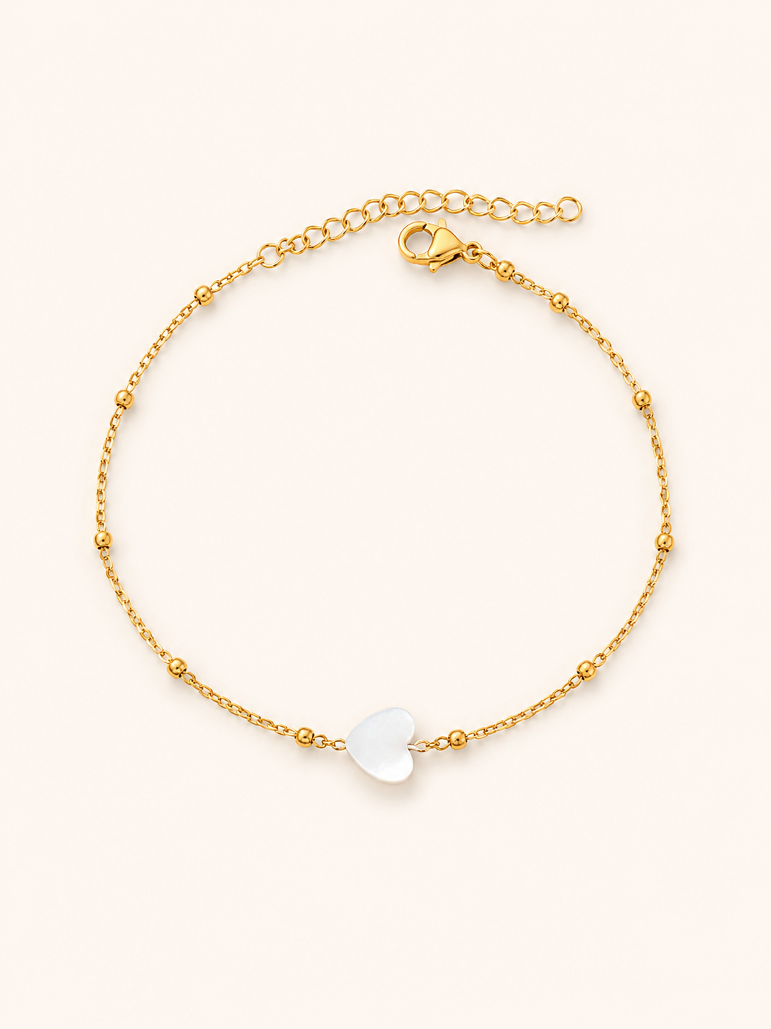Bracelet Cœur Nacre – Argent 925 & Acier Inoxydable Doré