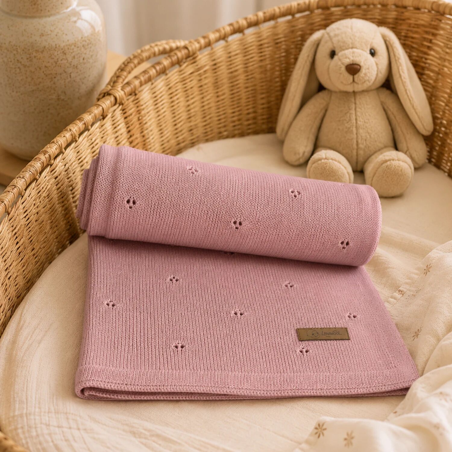 Extrafeine Merino-Babydecke | Rosa 75 x 100 cm