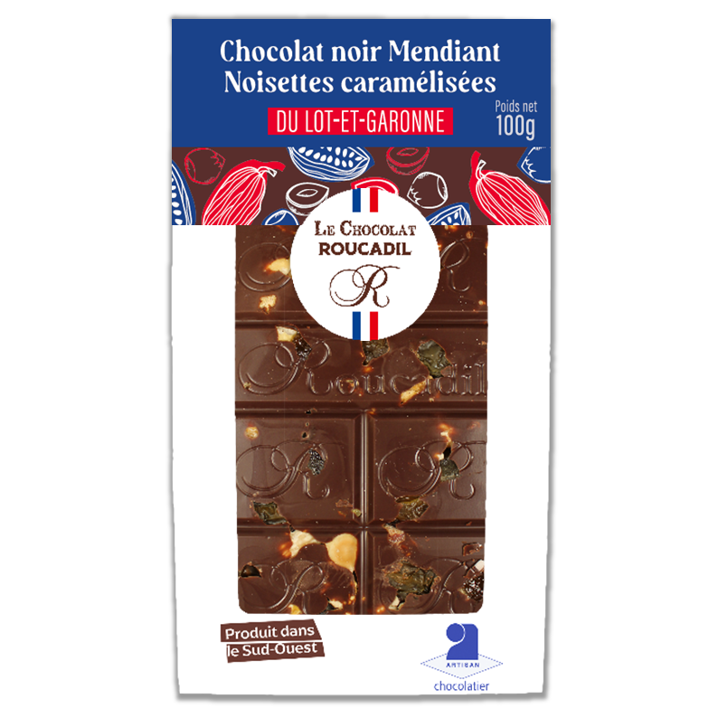 Tavoletta di cioccolato fondente con mendiant - 100 g