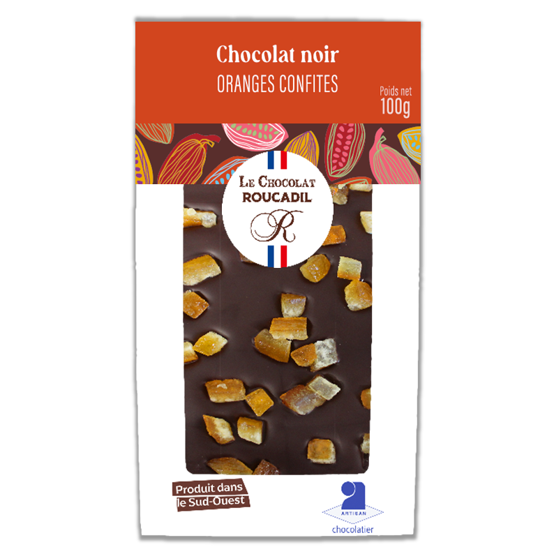 Tavoletta di cioccolato fondente e arancia candita - 100 g