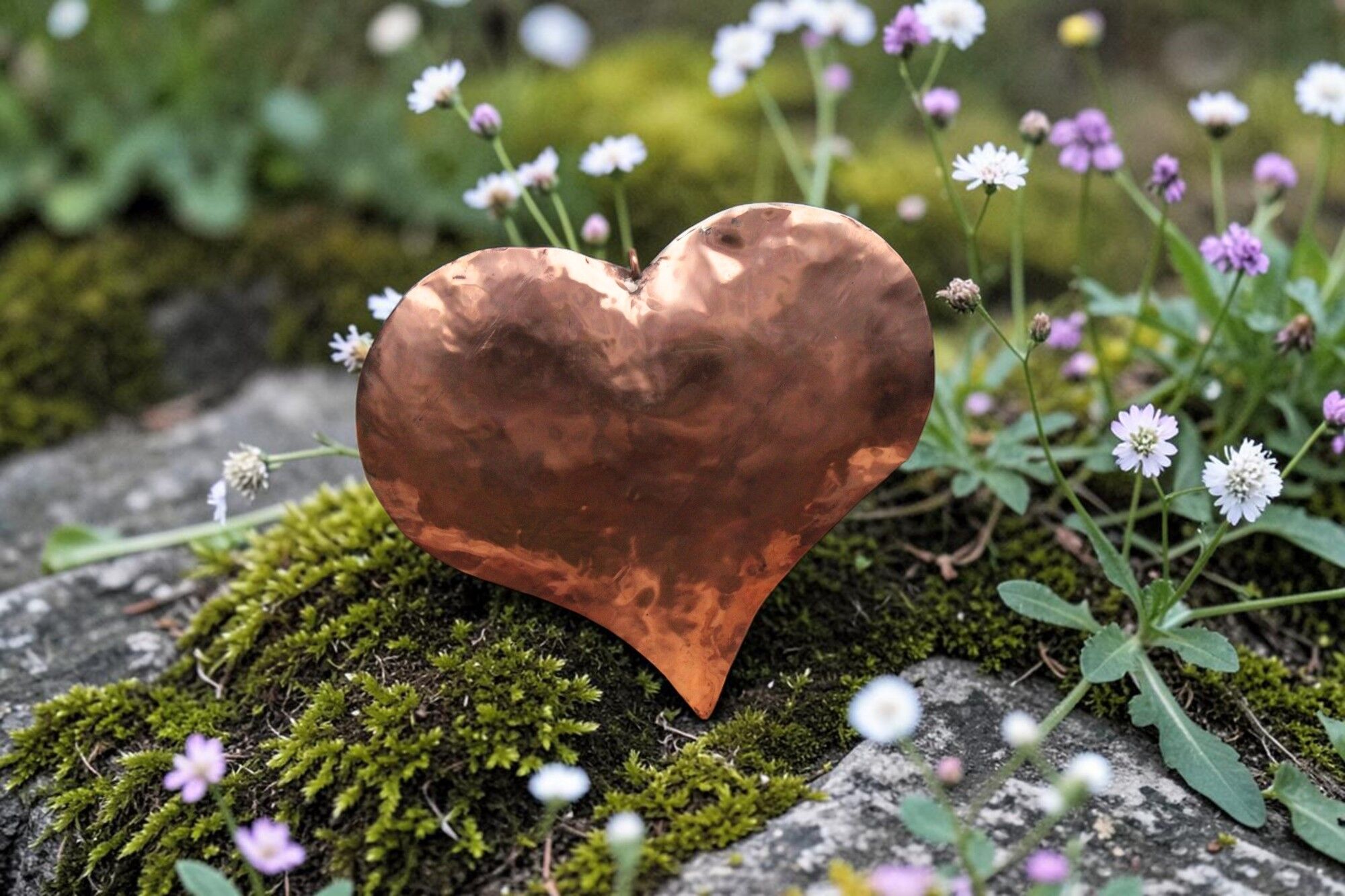 Cuore in rame tridimensione con gancio o  da appoggio - regalo per lei - arredamento da interni personalizzabile