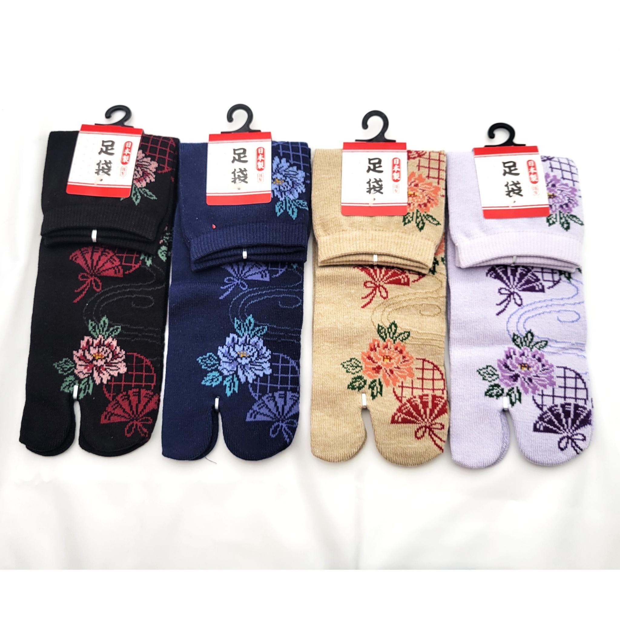 Japanese Tabi Socks in Cotton with Kamon Pattern Size 34-40