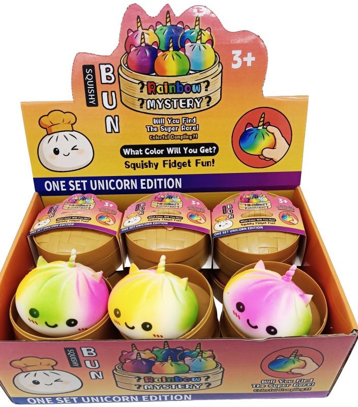 Unicorno morbido a forma di raviolo arcobaleno 8.5 cm - 12 pezzi
