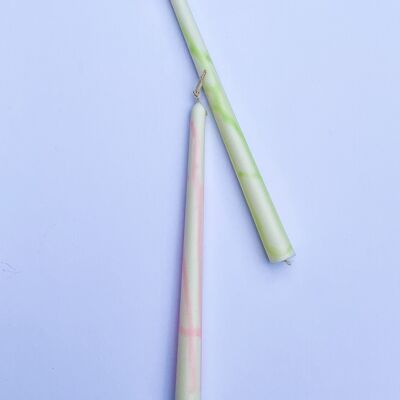 Green fluro marble Taper Dinner Candle