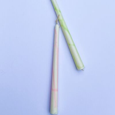 Green fluro marble Taper Dinner Candle