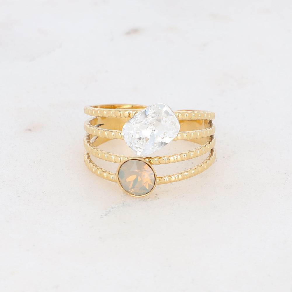 Bague Lolita - 4 rangs striés avec cristaux Swarovski®
