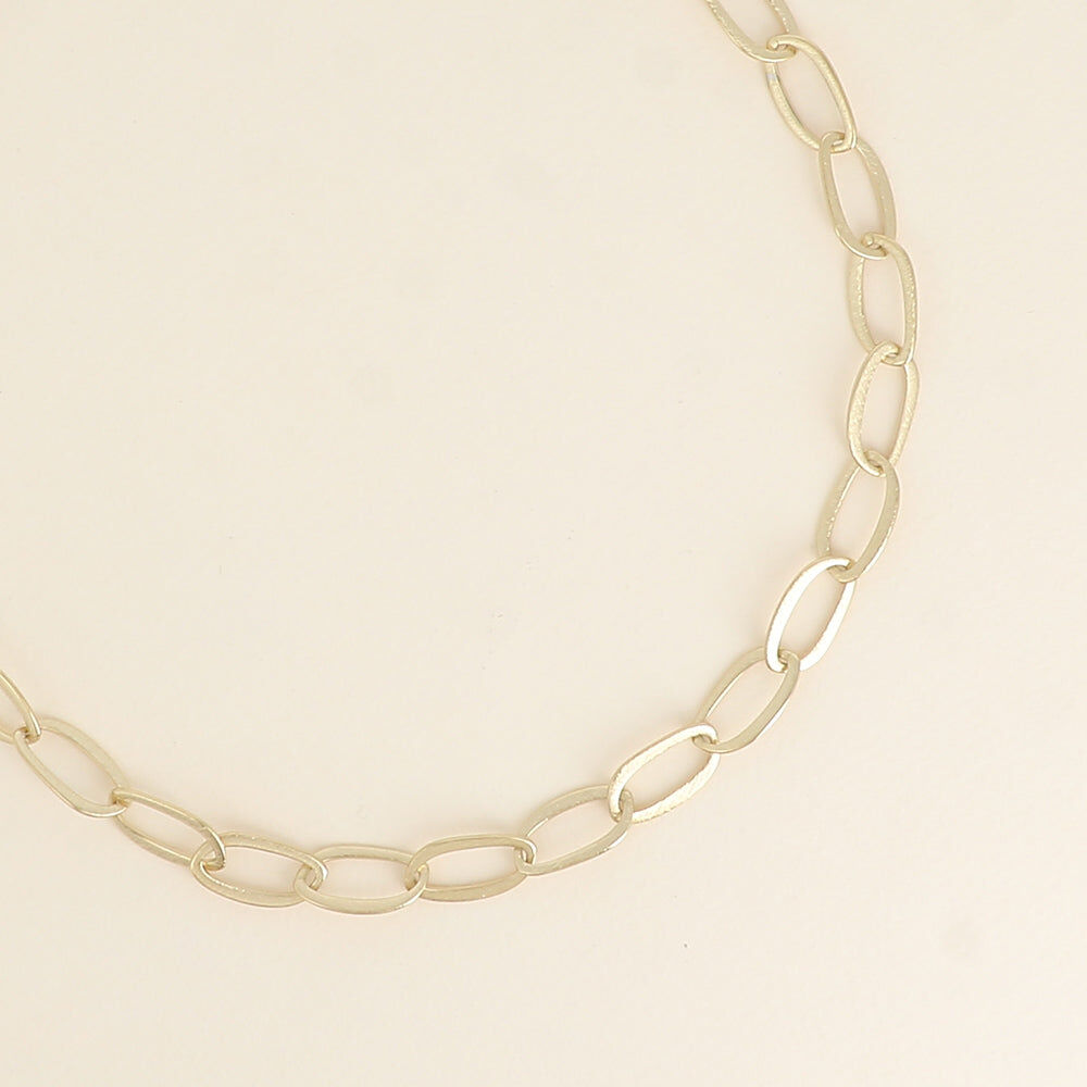 Collier - maille aux grands anneaux ovales effet mat brossé
