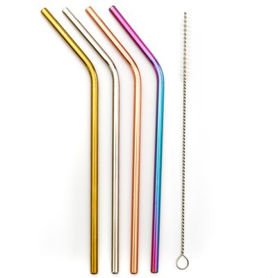 Metal Straws Tones Colours (Set of 4)