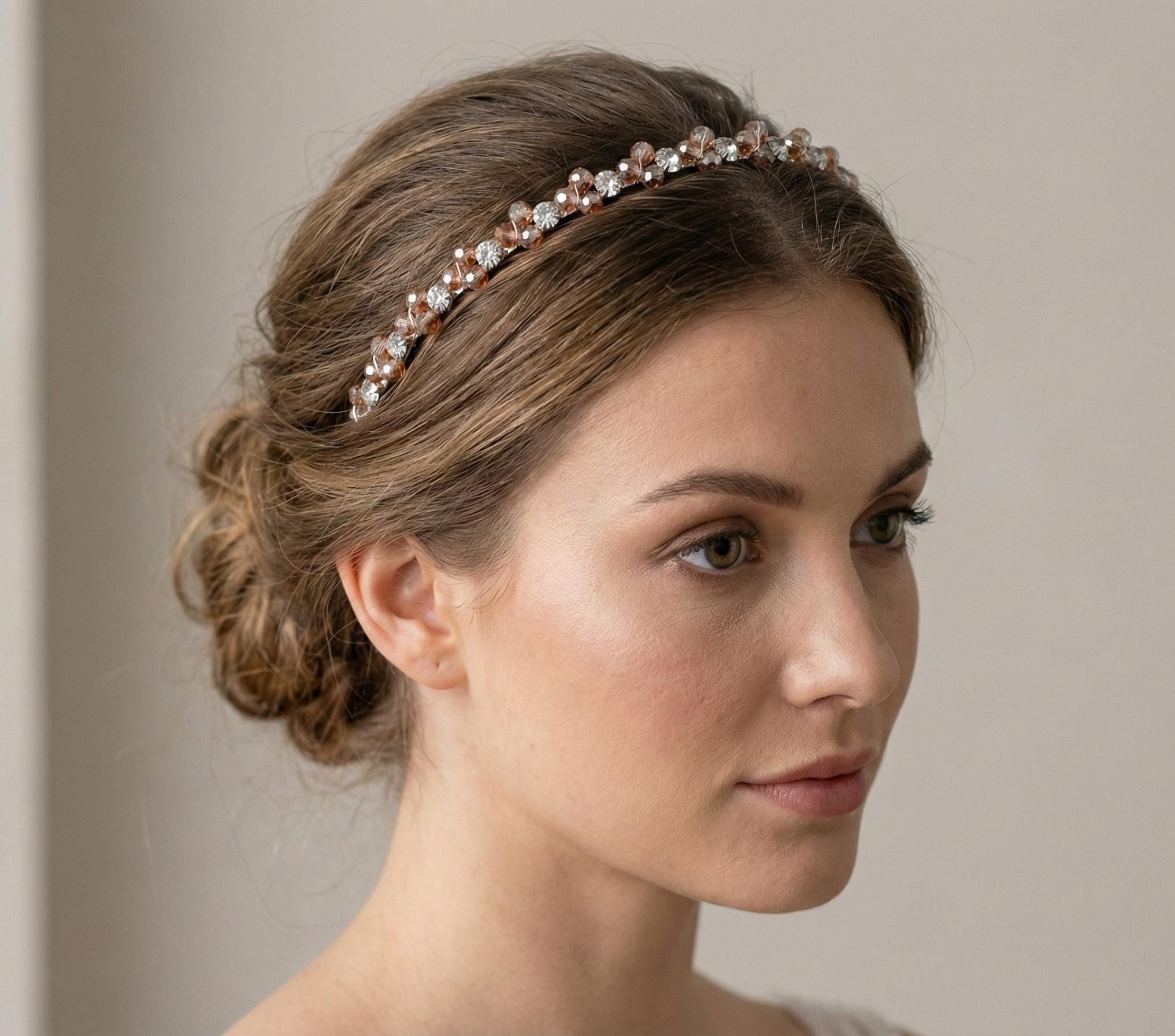 Champagner Kristall Haarreif für elegante Brautlooks
