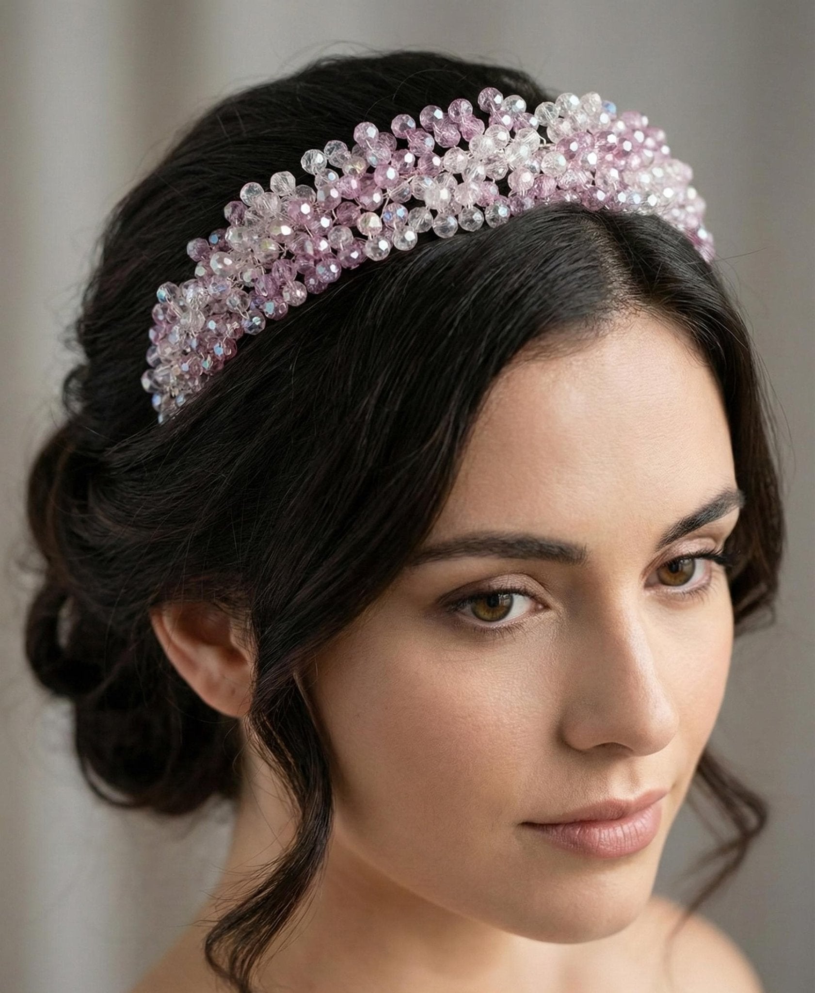 Rosa Kristall Tiara mit Rosé-Farbverlauf