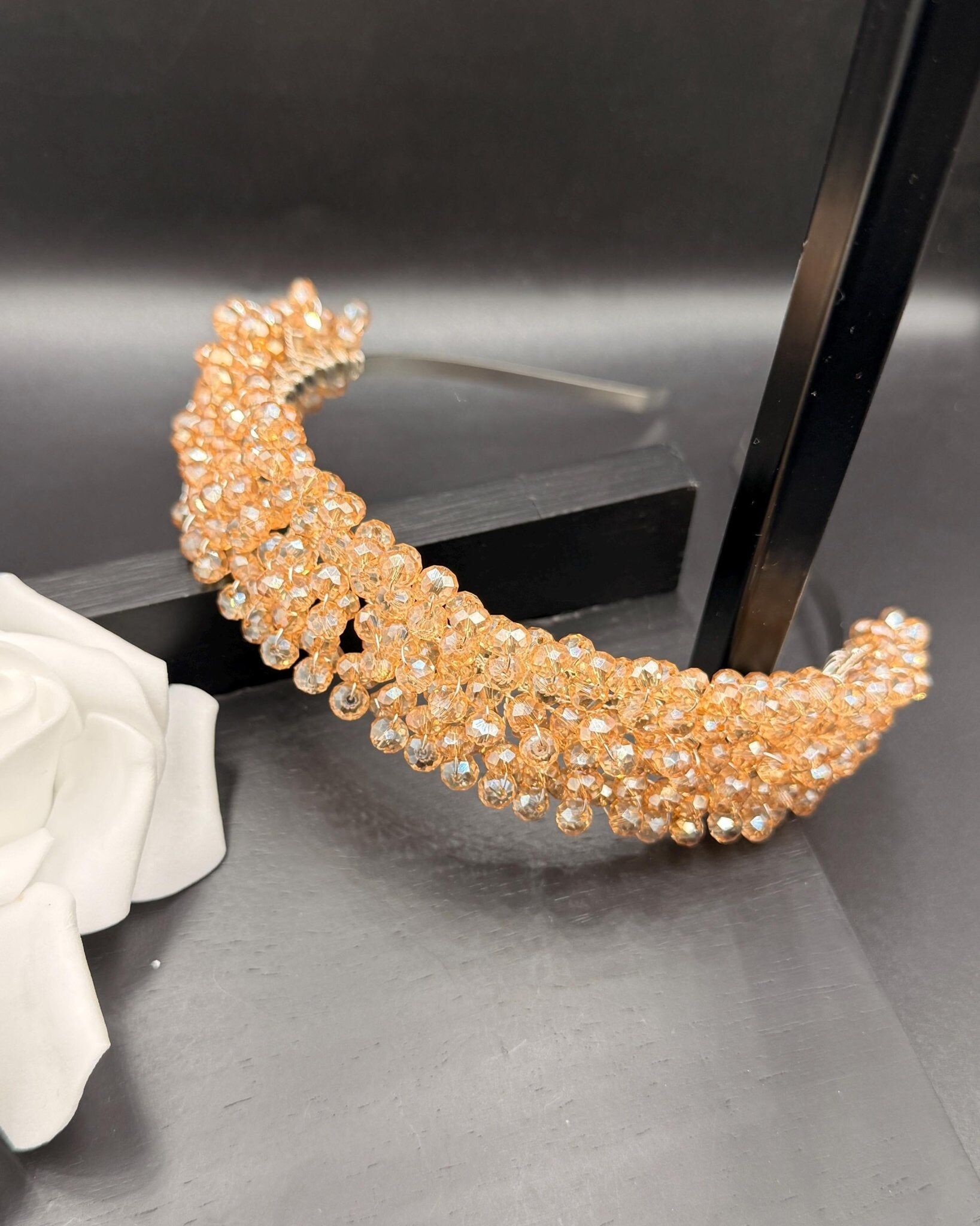 Champagner Kristall Tiara in Hellgold für Bräute