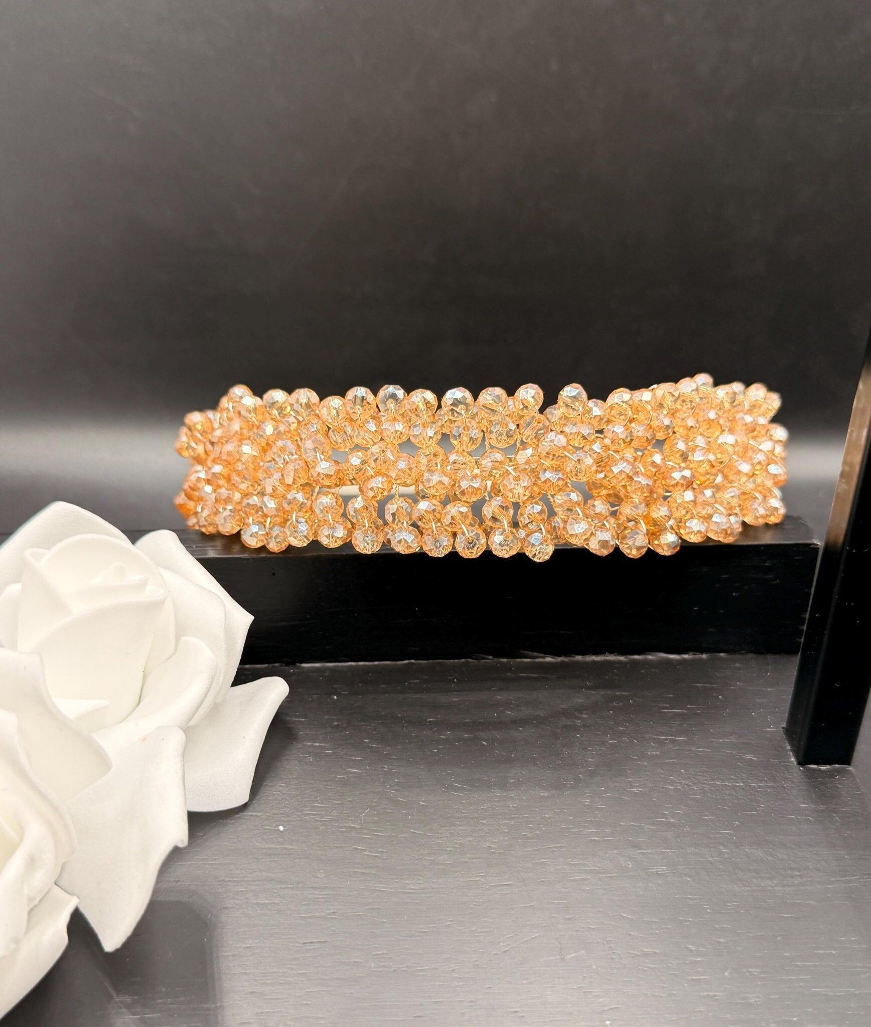 Champagner Kristall Tiara in Hellgold für Bräute