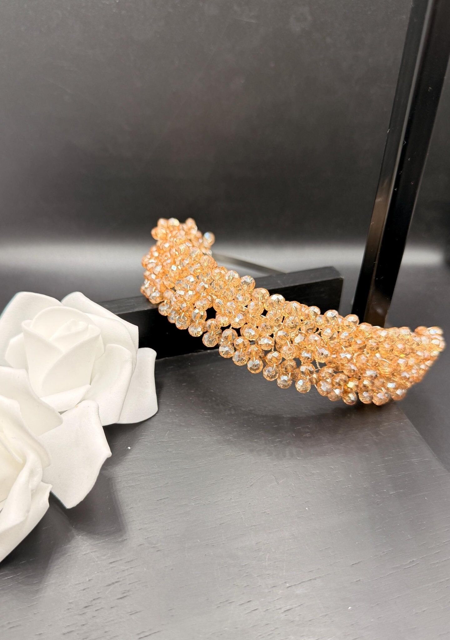 Champagner Kristall Tiara in Hellgold für Bräute