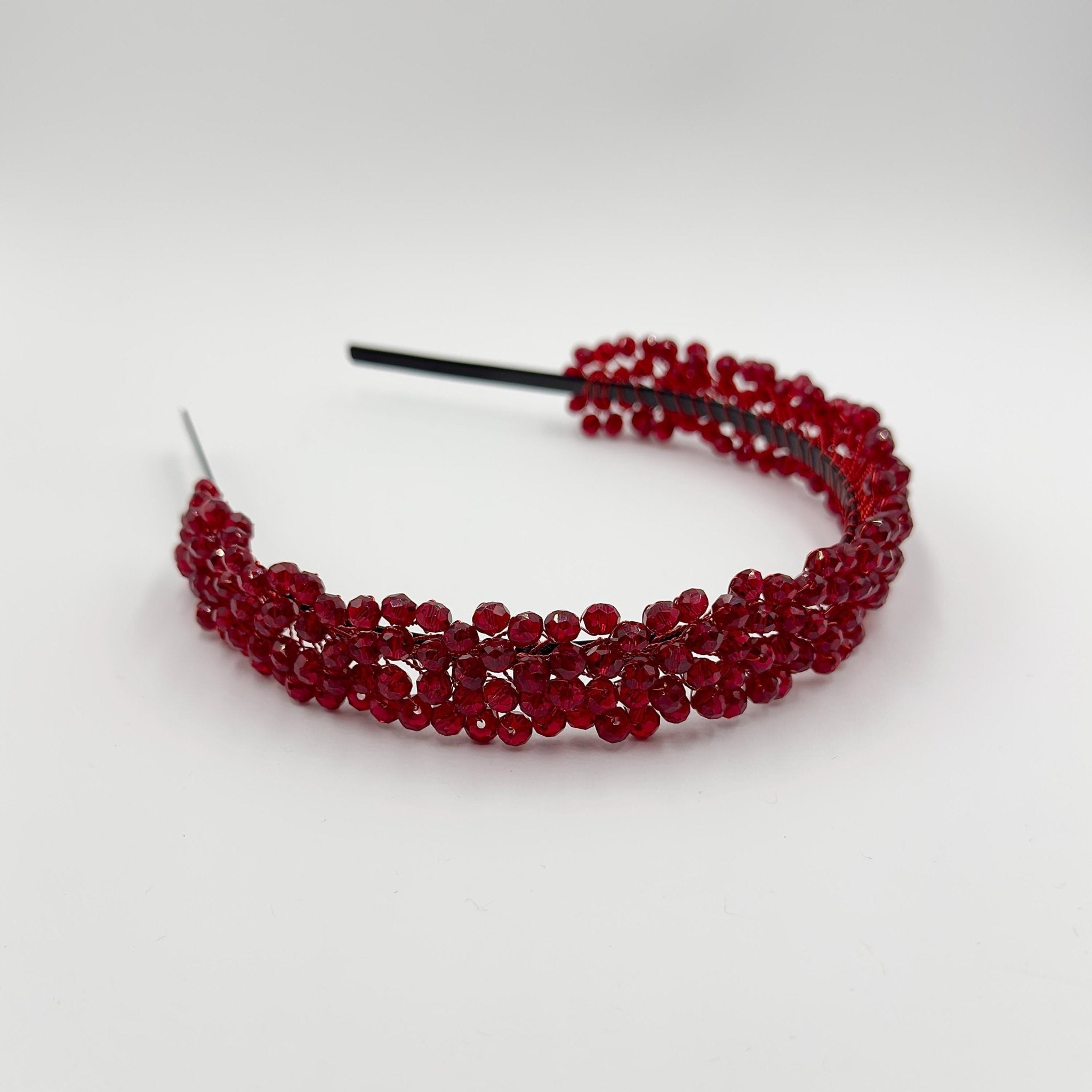 Dunkelrote Kristall Braut Tiara mit feiner Drahtarbeit