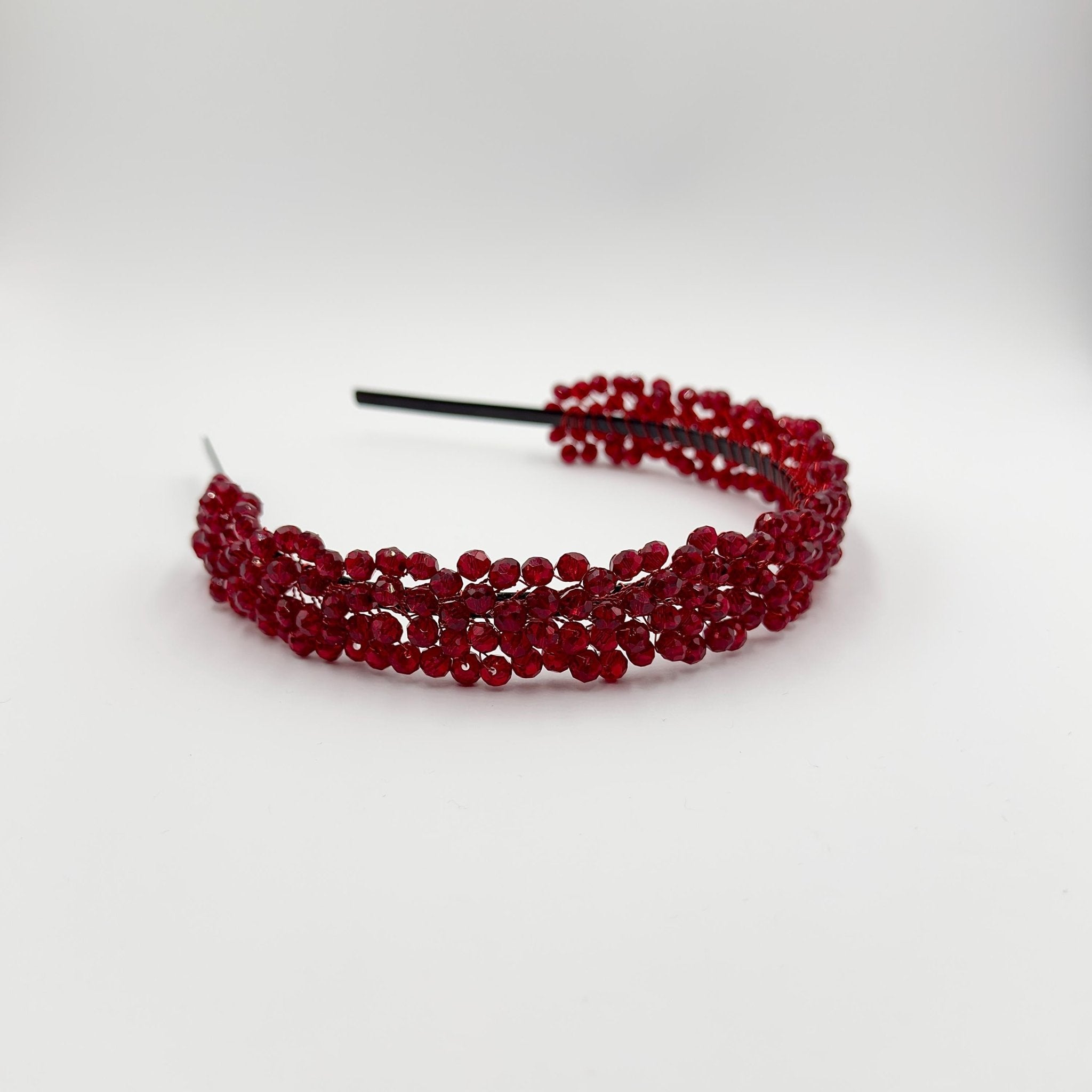 Dunkelrote Kristall Braut Tiara mit feiner Drahtarbeit