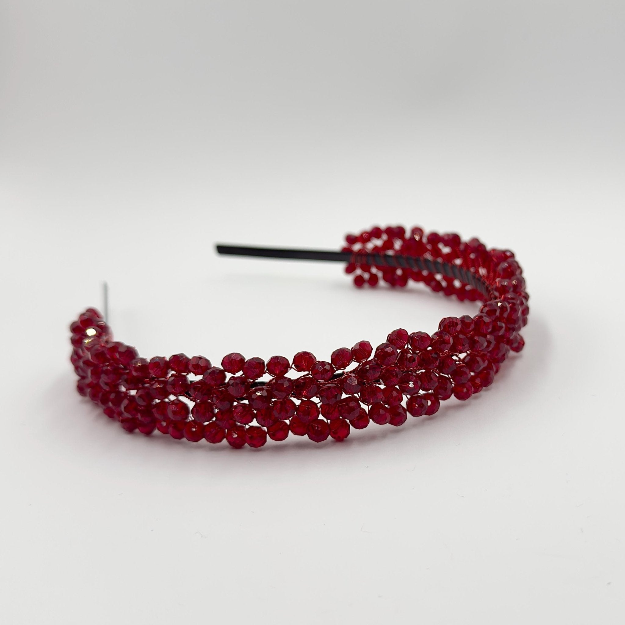 Dunkelrote Kristall Braut Tiara mit feiner Drahtarbeit