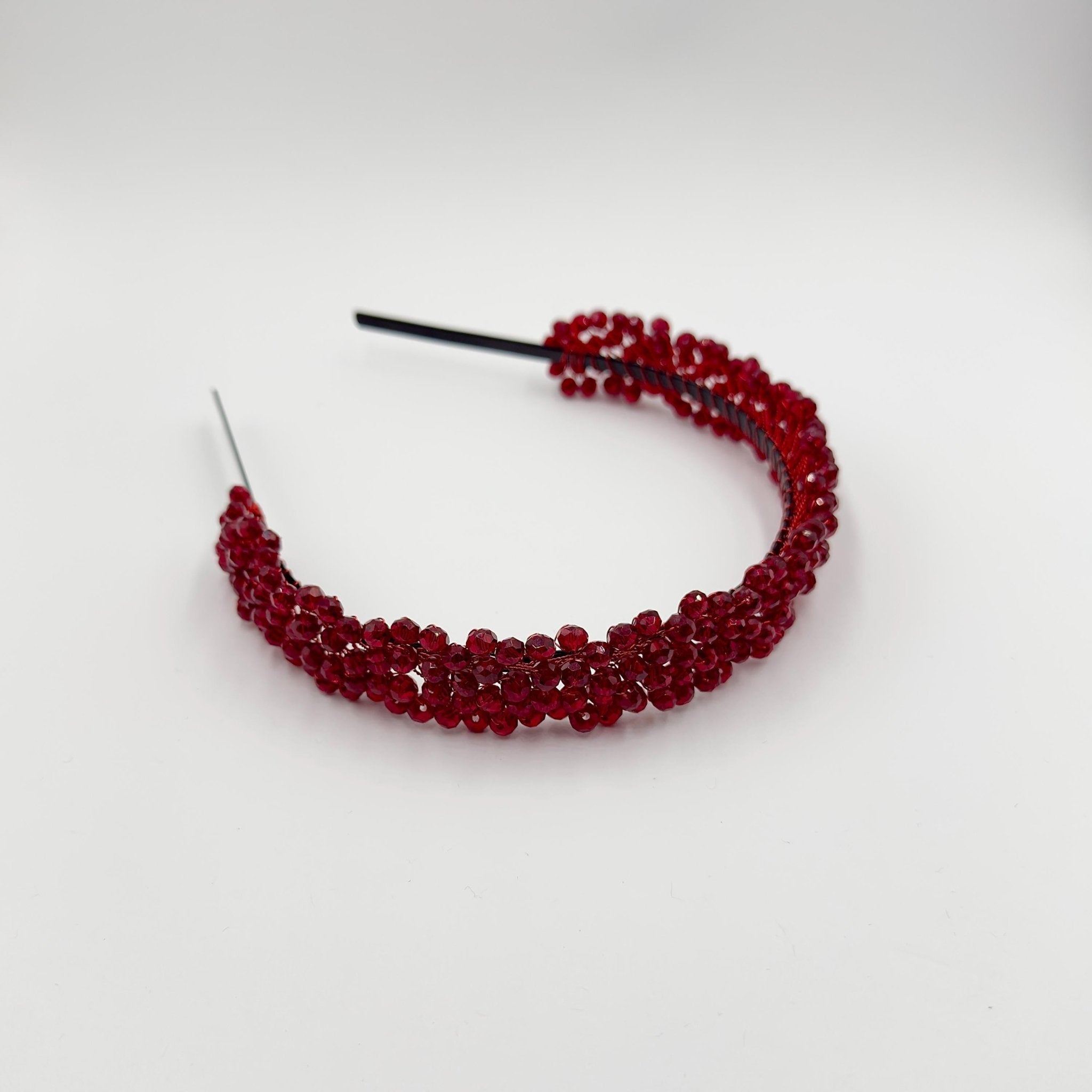 Dunkelrote Kristall Braut Tiara mit feiner Drahtarbeit