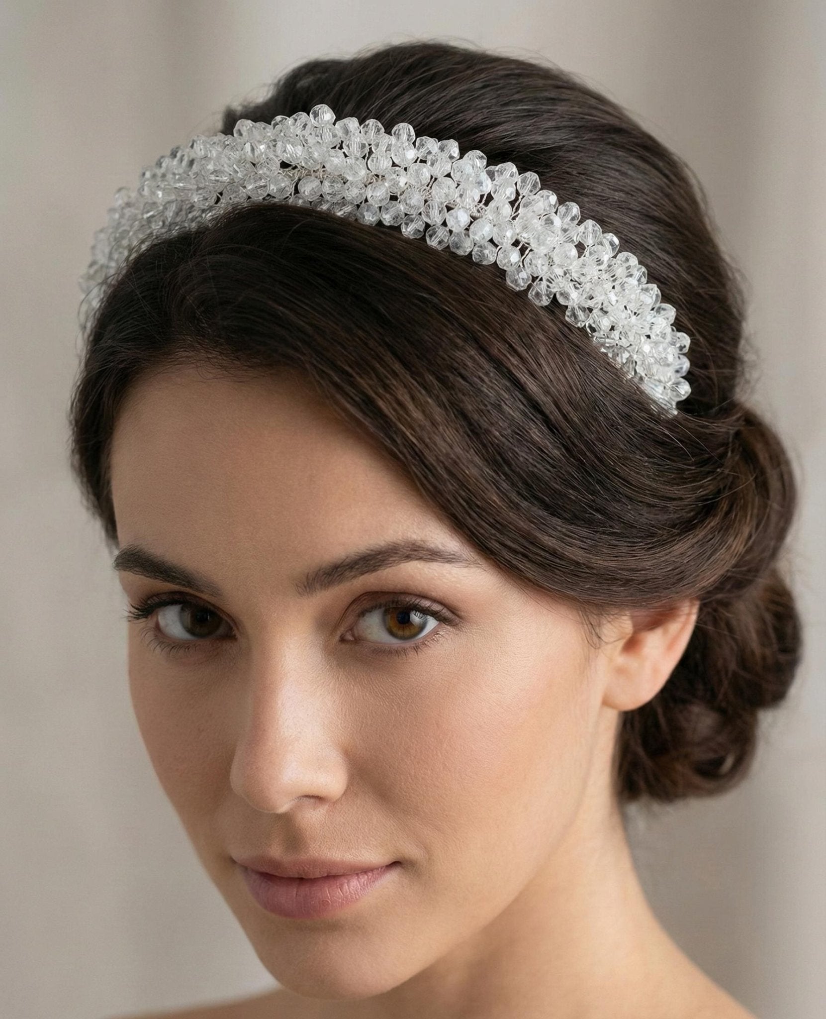 Funkelnde Kristall Braut Tiara in Silberoptik