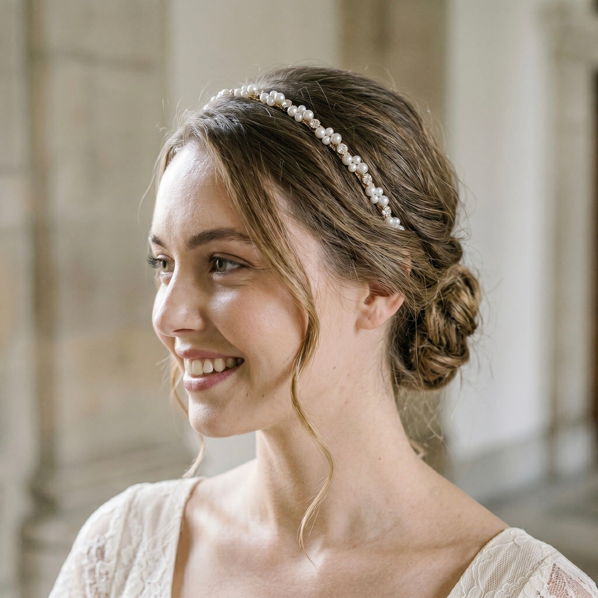 Perlen Kristall Haarreif für Braut, eleganter Hochzeit Haarschmuck