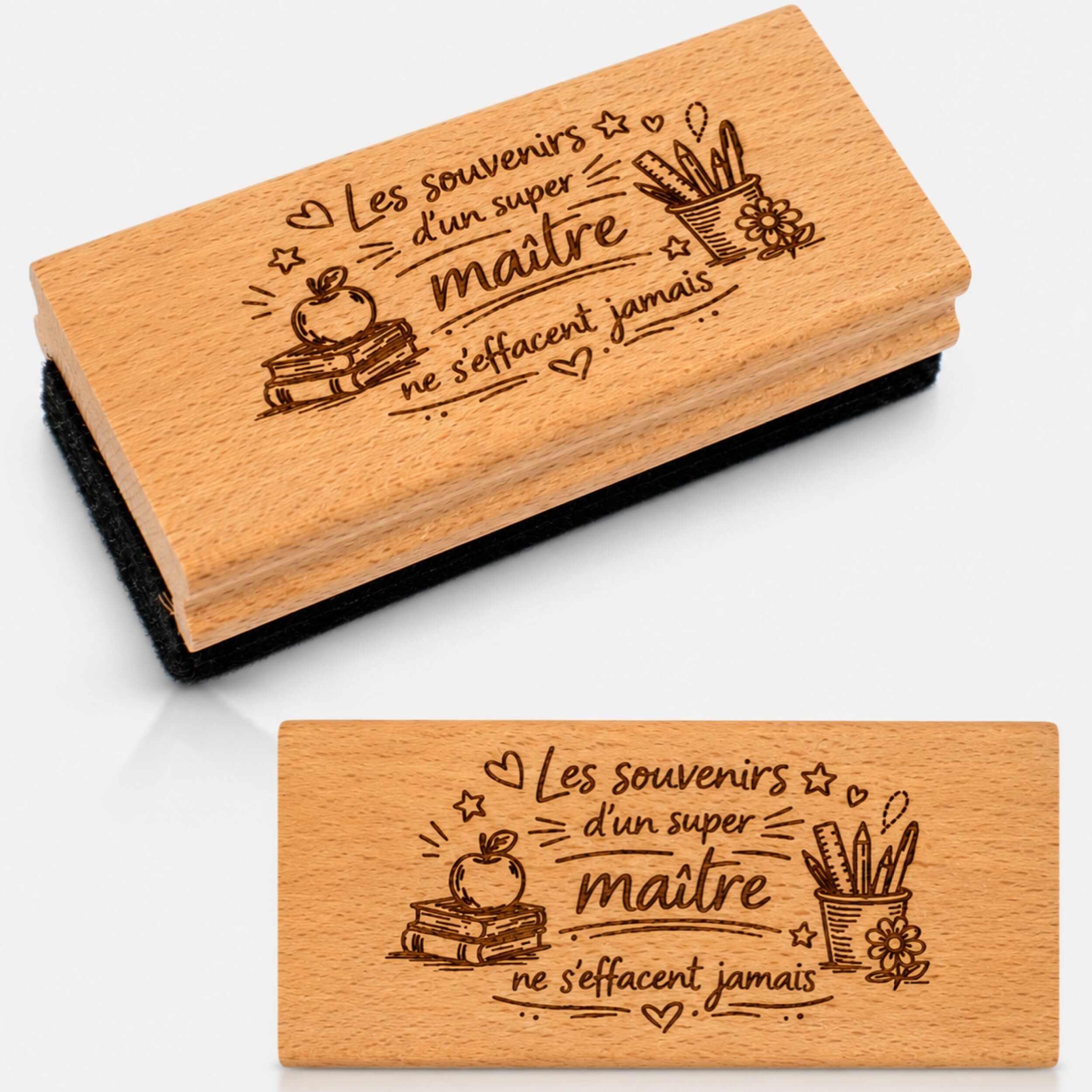 Brosse efface tableau en bois pour tableau, ardoise – Souvenirs Maitre – cadeau maître – cadeau fin d'annee scolaire – cadeau remerciement maitre