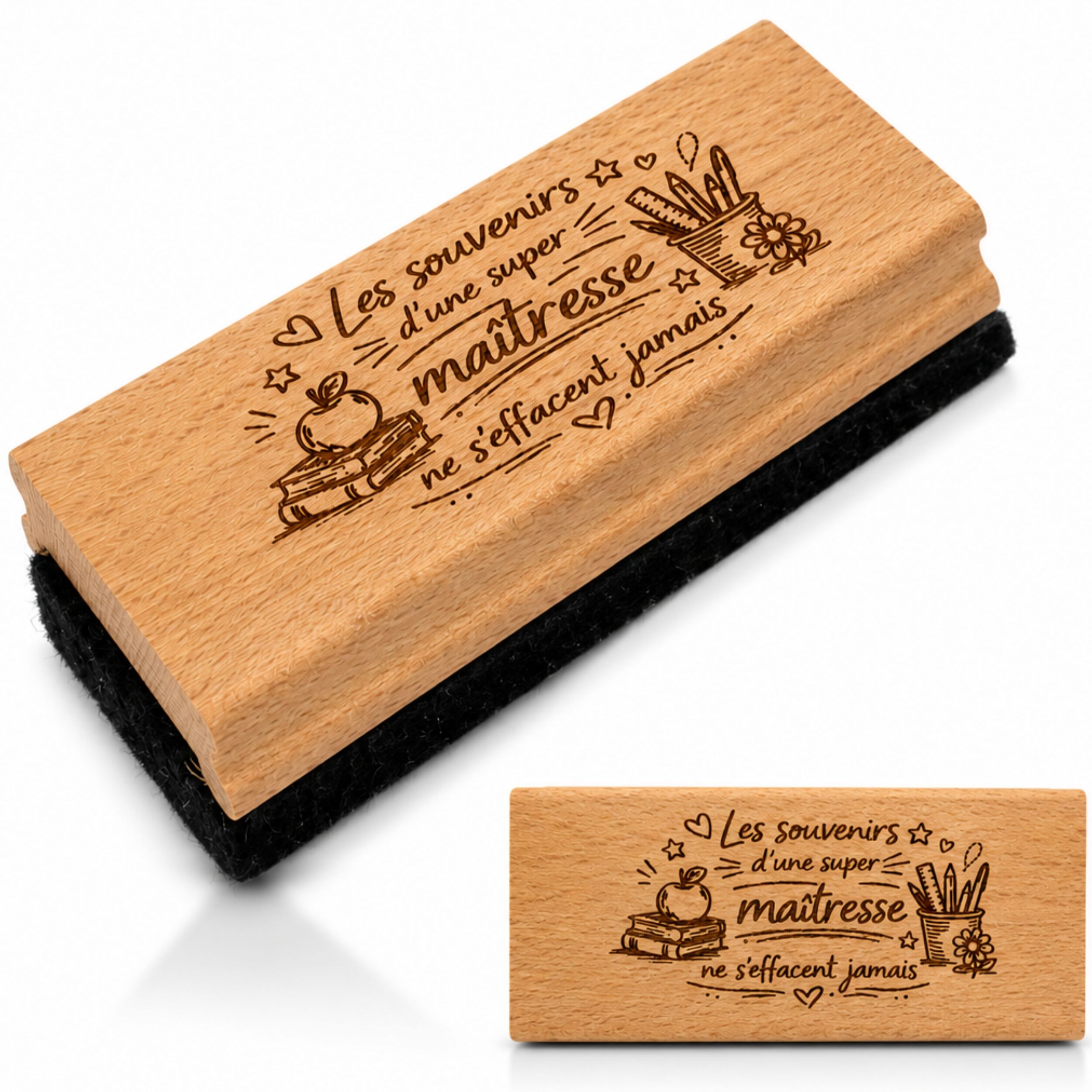 Brosse efface tableau en bois pour tableau, ardoise – Souvenirs Maitresse – cadeau maîtresse – cadeau fin d'annee scolaire – cadeau remerciement maitresse