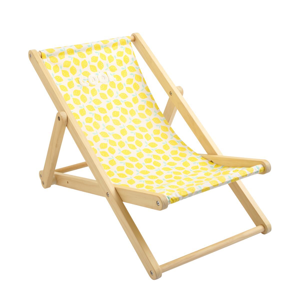 Children's deck chair in lemon-print cotton canvas