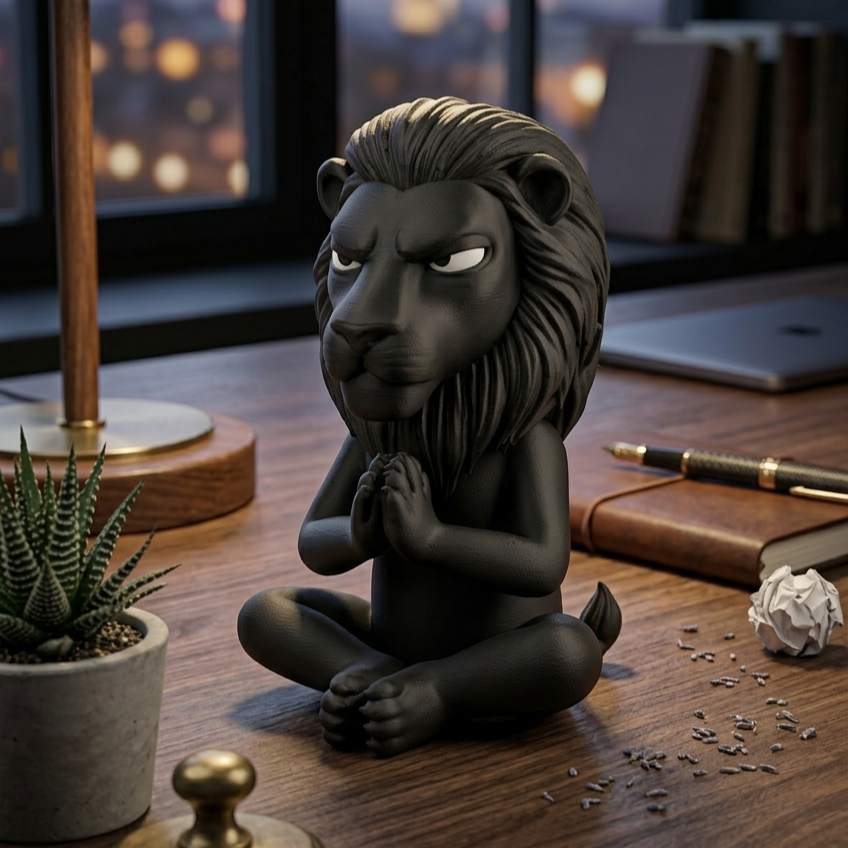 Meditating Lion Figurine | Zen Animal Decor