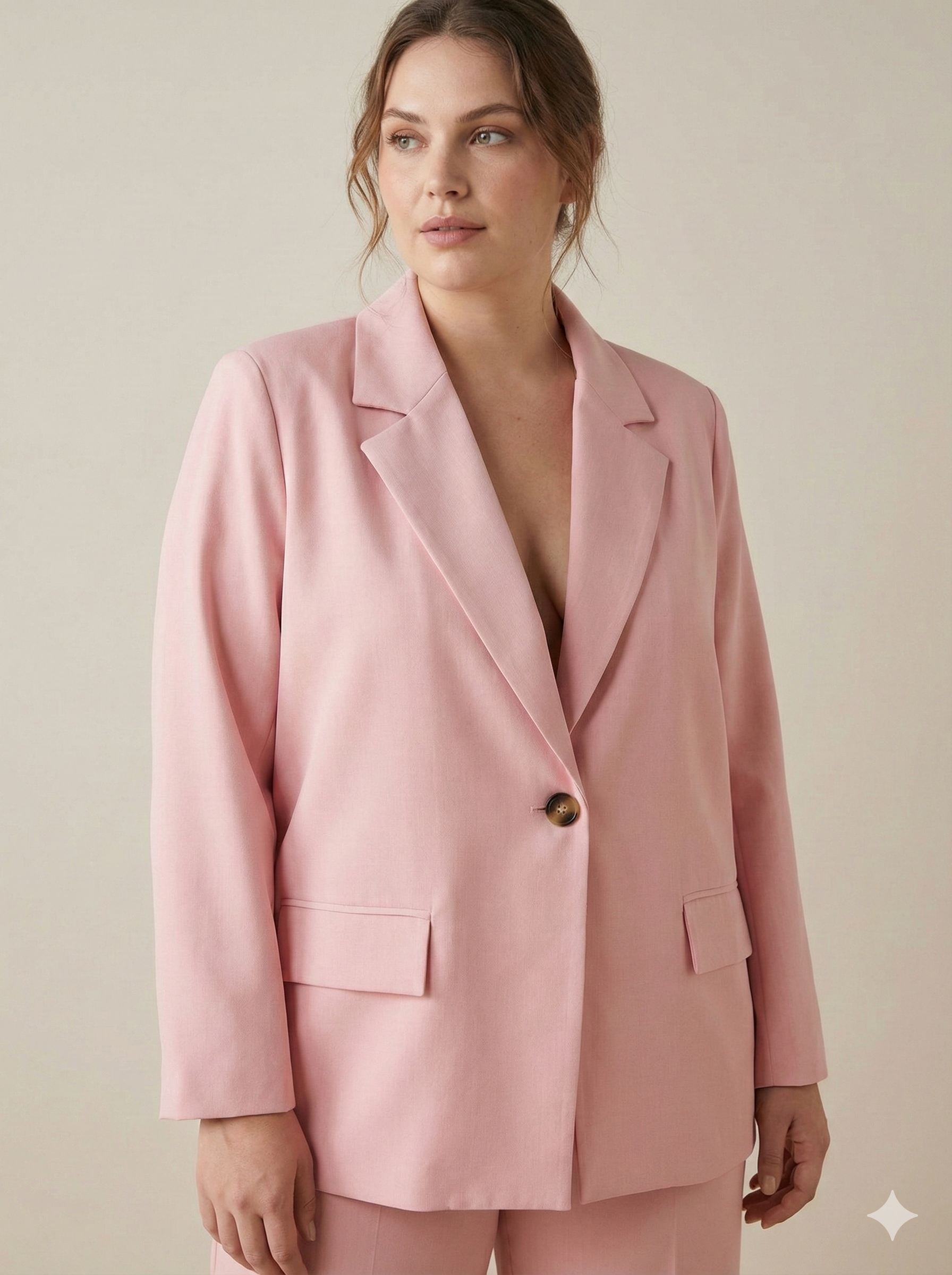 Plus Size - Buttoned Tailored Jacket