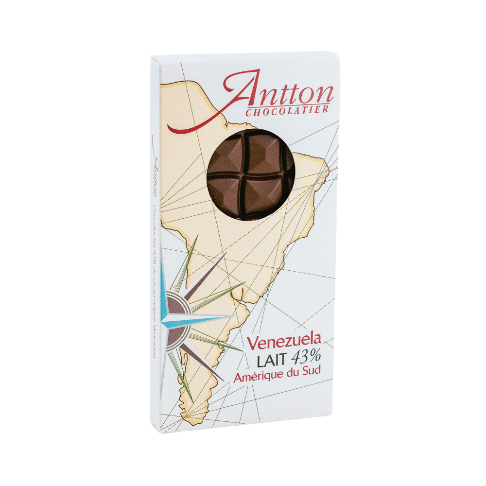 Venezuelan origin chocolate bar, 43% milk chocolate, 80g