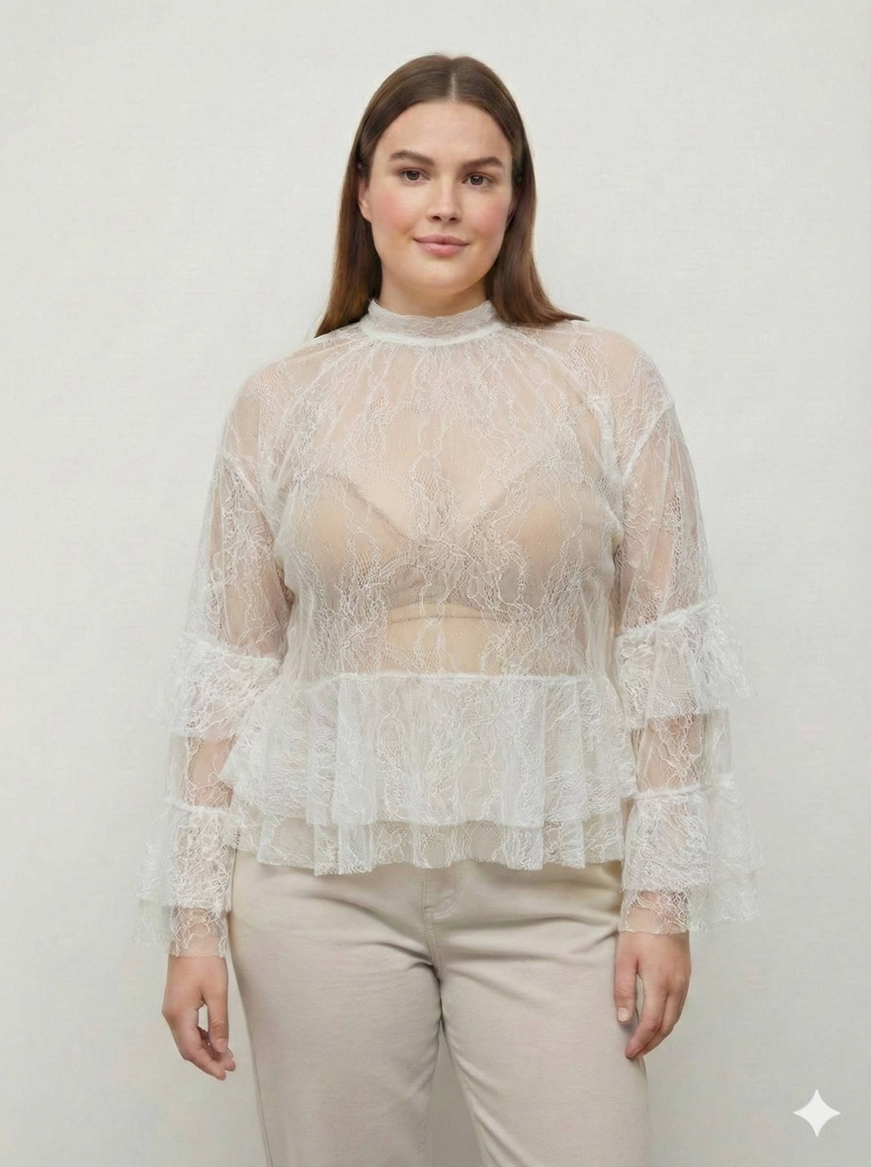 Plus Size - Chic Lace Blouse